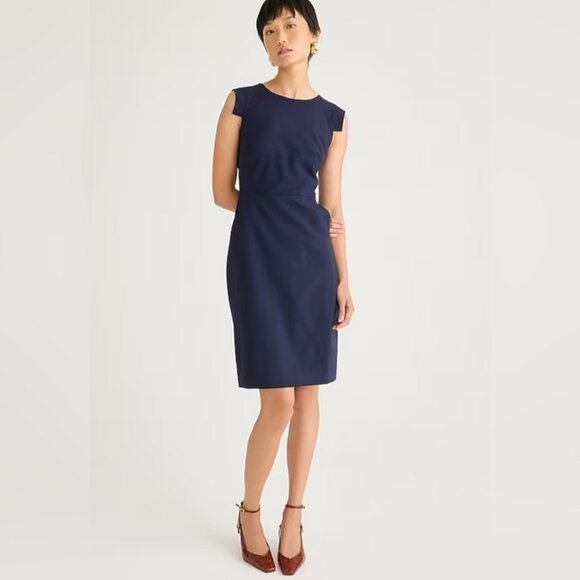 NWT J.CREW Resume Navy Cap Sleeve Knee Length Wool Sheath Dress in Women's 14 - Picture 4 of 14